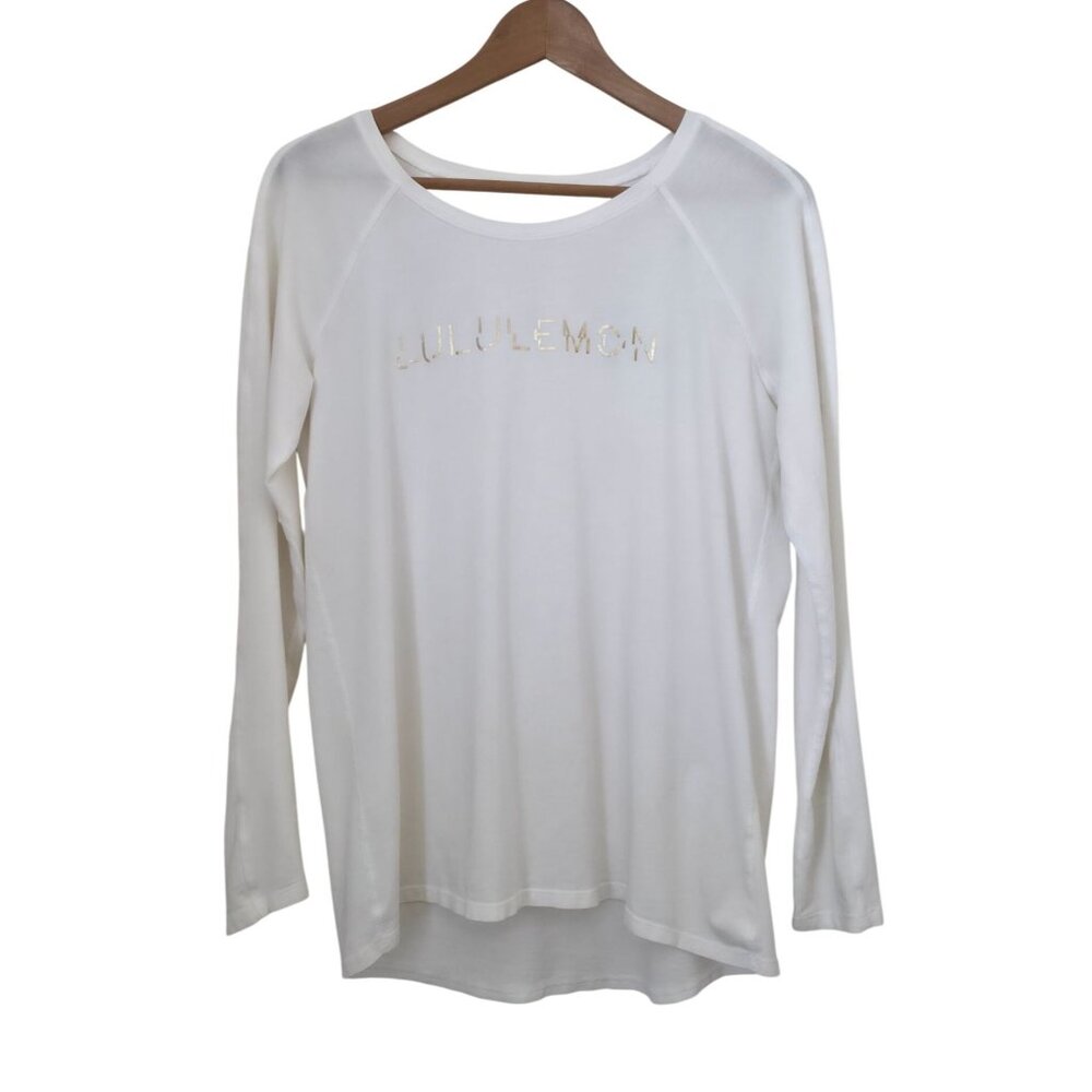 Lululemon Emerald White Long Sleeve Lunar New Year Athleisure Pima Top Sz 8